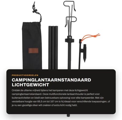 Dailygoods- Lantaarnstandaard Lichtgewicht - Verstelbare Hoogte 66,5-187 cm - Opvouwbare Paal - Multifunctionele Lantaarnhouder - Duurzaam Aluminium - Eenvoudige Montage - Lichtstandaard