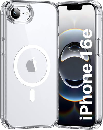 iPhone 16e Hoesje backcover Shockproof siliconen Transparant met geïntegreerde magnetische cirkel