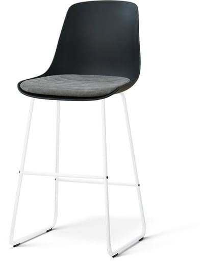 Nolon Nino-Liv barkruk zwart met zeegrijs Zitkussen - wit onderstel - 75 cm