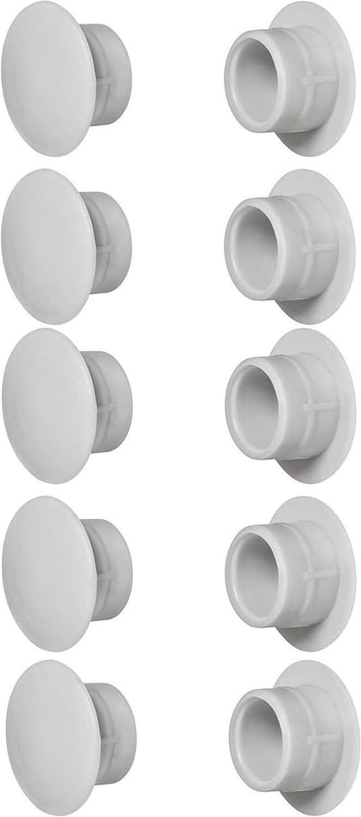 Afdekkapjes Kunststof - Blinde Boring Stop - Meubels Afwerken - Voor Diverse Gaten - 10 Stuks - Lichtgrijs