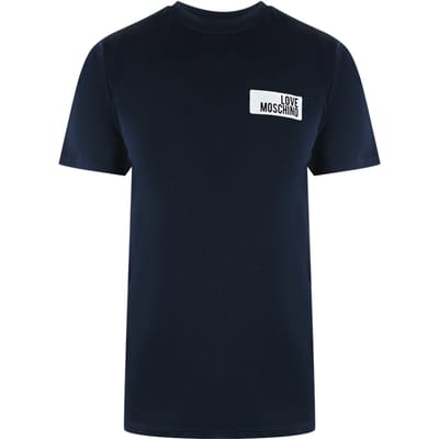Ik Ben Dol Op Het Moschino Block Logo T-shirt In Marineblauw