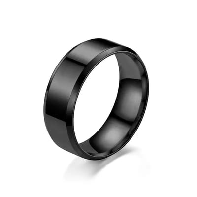 Ring - RVS - Zwart - maat 18 - Br 8mm - gepolijst met mat glad uitvoering - Elegante - Design - Stijlvolle.