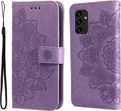 Coverup Hoesje - Geschikt voor Samsung Galaxy A13 4G Hoesje - Coverup Mandala Bloemen Book Case - Paars