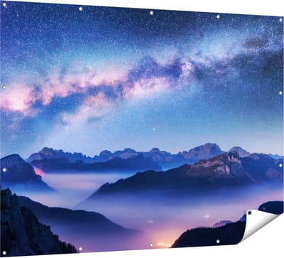 Gards Tuinposter Melkweg bij de Bergen in Itali� - 160x120 cm - Tuindoek - Tuindecoratie - Wanddecoratie buiten - Tuinschilderij
