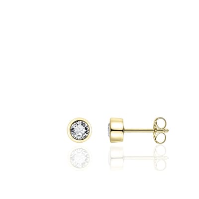 Jewels Inc. - Oorbellen - Oorstekers - Gezet met Zirkonia in Gladzetting  - 6mmØ - Geelgoud Verguld Zilver 925
