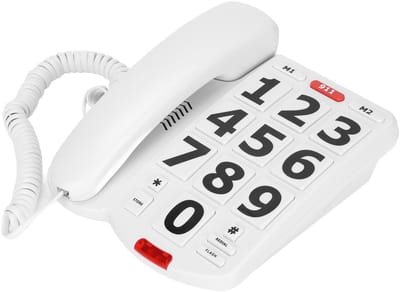 Dailygoods- Vaste Telefoon Eenvoudig Bediening - Vaste Telefoon voor Senioren - Grote Knoppen - Luid Geluid - M1/M2 Snelkiesnummer - Verstelbaar Volume - Seniorentelefoon