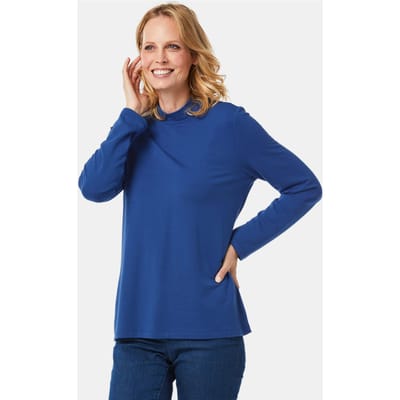 Shirt met opstaande kraag met lange mouwen - koningsblauw - Gr. 42 van Goldner Fashion
