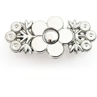 1 Paar Jeans Riem Spanners met Bloemenontwerp, Geen Naaien Nodig Directe Knoopstuds, Verstelbare Jeans Knopen Sluiting Tool-Free Bloemenontwerp Spanners zilver