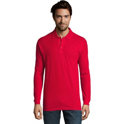 SOLS Heren Ster Poloshirt met Lange Mouwen (Rood)