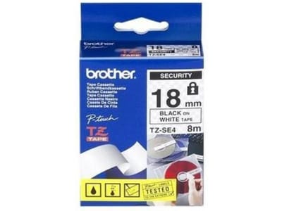 Brother TZe-SE4 Labeltape beveiliging Tapekleur: Wit Tekstkleur: Zwart 18 mm 8 m
