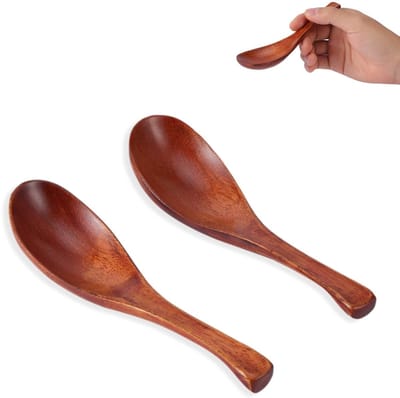 Dailygoody - Kleine Soeplepels - Houten Lepels - Comfortabel handvat - Bruin - Tafellepels - Ideaal voor soep en stoofschotels - Perfect voor dagelijk...