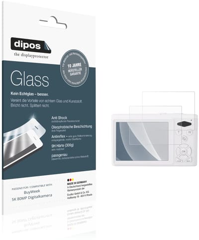 dipos – 2x Matte Pantserfolie geschikt voor BuyWeek 5K 80MP Digitalkamera | 9H Screenprotector