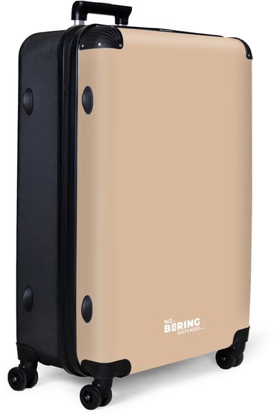 NoBoringSuitcases.com® - Koffer groot - Reiskoffer lichtgewicht - Beige - Effen - Rolkoffer met 4 wielen - Grote trolley XL - 98 liter bagage