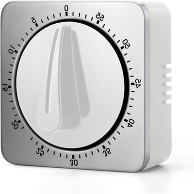 Keukentimer - Wit - 100% mechanisch - Roestvrijstalen Behuizing - Voor Koken, Leren en Werk