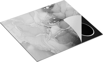 Chefcare Inductie Beschermer Abstracte Kunst - Zwart Wit - 60x50 cm - Afdekplaat Inductie - Kookplaat Beschermer - Inductie Mat