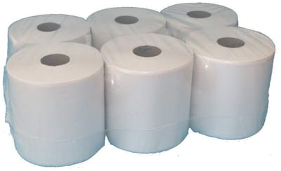 Papieren handdoekrollen - Keukenrolrollen - Hygiënisch werken - Afrol buitenkant - 6 rollen 20cm - Wit