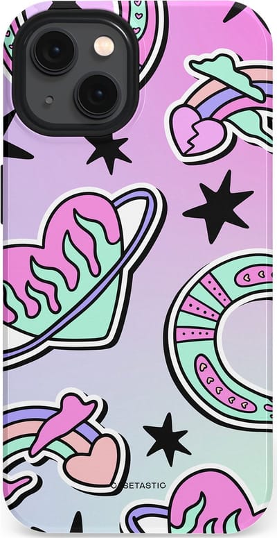 Casetastic Hoesje Geschikt voor Apple iPhone 13 Magsafe - Stijlvolle Beschermende Duo-layer Case - Paarse Droomwereld