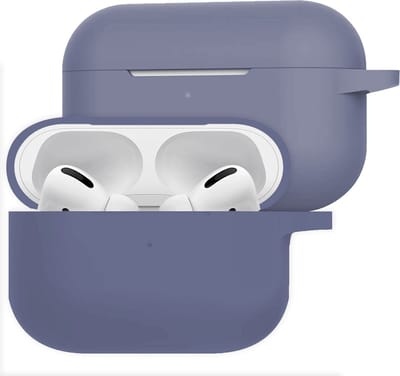 Hoesje Geschikt voor Apple AirPods Pro 2 - Siliconen Hoes met Clip - Silicone Case Cover - Grijsblauw