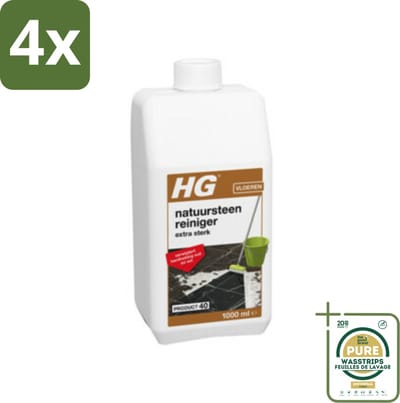 HG Natuursteenkrachtreiniger Extra Sterk 1 liter - Voordeelverpakking - 4 stuks - Travertinreiniger - Granito reiniger
