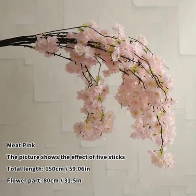Kunstmatige Kersenbloesem Roze Wit Kersenboom Zijden Bloem Lente Kersen DIY Bonsai Boog Bruilofts Requisieten Huisdecoratie