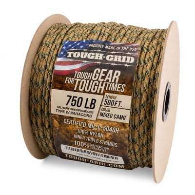 TOUGH-GRID 750 Paracord Type IV 152 meter Mixed Camo