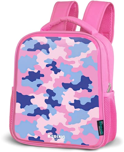 NoBoringSuitcases.com® - Rugzak roze - Schooltas meisjes - Camouflage - Roze - Blauw - Kinder rugtas meisje - Boekentas kind - Kinderrugzak voor school - Schoolrugzak