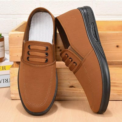 Lente Zomer Heren Canvas Casual Schoenen Jongens Mannelijke Sneaker Slip-on Gevulkaniseerde Flats Oude Peking Stoffen Schoenen Zapatos Hombres 44 bruin