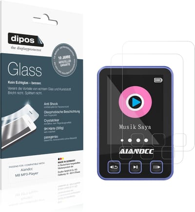 dipos – 2x Pantserfolie geschikt voor Aiandcc M8 MP3-Player | 9H Screenprotector