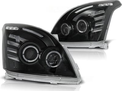 Koplampen dual halo rims TOYOTA LAND CRUISER 120 03-09 ANGEL EYES ZWART