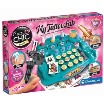 Clementoni - Mijn Tattoo Lab - 4 kleuren pen met stempels en stencils - vanaf 6 jaar