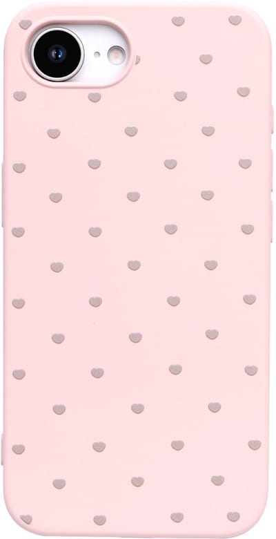 Hoesje Geschikt voor iPhone 16e - Roze - Casemania Stevige Siliconen Back Cover met Hartjes Print