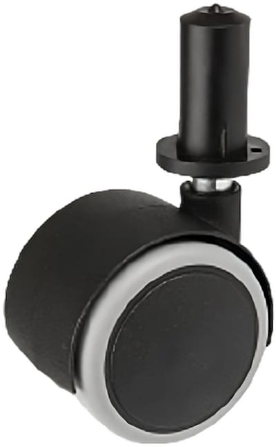 Domino Zwenkwielen 50mm - Belasting 40kg - 8mm schacht - Rubberen loopvlak - Meubelwielen - Rubberen wiel