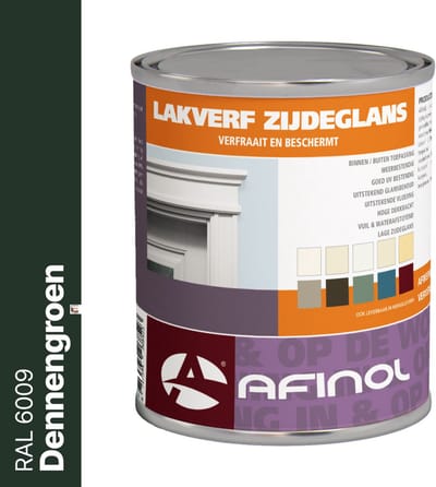 Afinol Zijdeglans Lakverf Dennengroen (RAL 6009) 750 ml - Houtverf Binnen - Houtverf Buiten - Lak Geschikt voor Hout, Metaal en Kunststof - Metaalverf - Meer dan 9.000 kleuren