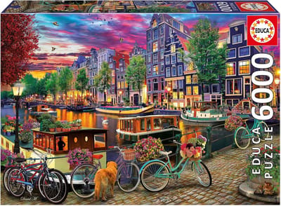 Uitdagende Puzzel 6000 Stukjes: Wielrennen in Amsterdam - Inclusief Service voor Verloren Onderdelen