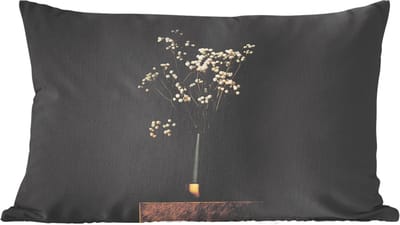 Sierkussens - Kussentjes Woonkamer - 60x40 cm - Bloembollen - Wit - Vaas - Minimalistisch