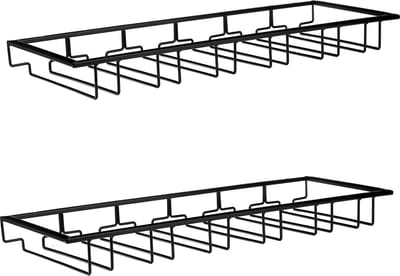 Wijnglazenhouder - 2 Stuks - Zwart - 18 Glazen - 60 cm x 22,5 cm x 6 cm - Wijnglazenrek - Wijnglazenhouder Ophangrek - Glasophangrek - Glazenrek - Wijnglazen houder - Wijnrek