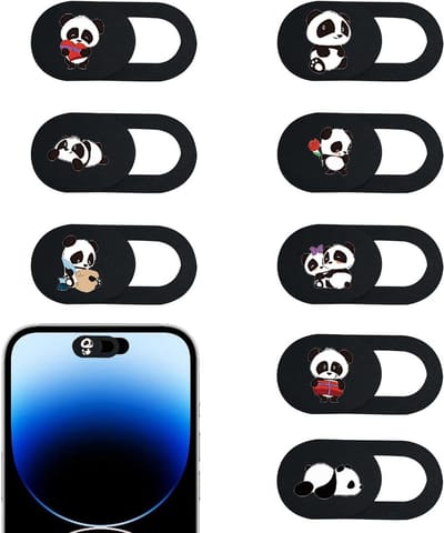 Schattige Panda Webcam Cover Set van 8, Ultra Dunne Privacy Bescherming voor Laptops en Smartphones, Ideaal voor Veiligheid en Privacy