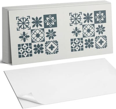Coloray Plaktegels - Geometrische patronen in de lay-out Zelfklevende Wandtegels - 40 cm x 20 cm - Grijs Plaktegels - 10 stuks - Rechthoek PVC Tegels - Plaktegels Badkamer - Vloertegels Zelfklevend - Vinyl Tegels - Portugese Tegels