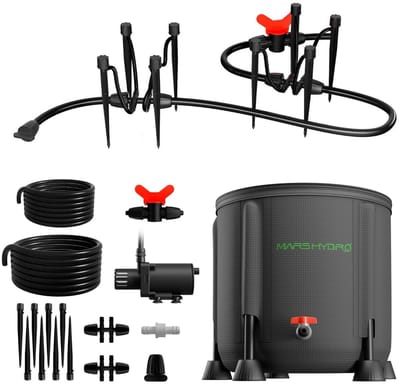 Druppelirrigatie Kit Mars Hydro – Opvouwbare Emmer – Instelbaar Druppelbewateringssysteem – Automatisch Bewateringssysteem – Premium Watergift Set – Flexibel Bewateringsnetwerk voor Planten, Groenten en Binnenkweek
