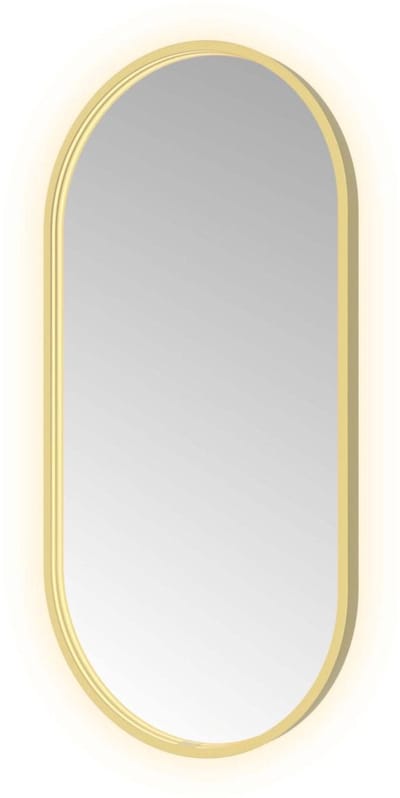 Hotbath &More OVA510 Oval spiegel 50x100cm met verlichting, spiegelverwarming, kleurwissel, dimbaar en afstandsbediening geborsteld messing PVD