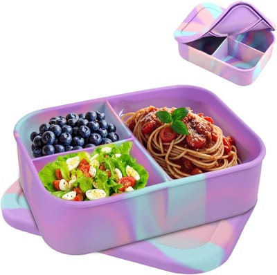 Grote herbruikbare lunchbox van 1200 ml met 3 compartimenten, BPA-vrij, lekvrij en vaatwasserbestendig voor school en kantoor