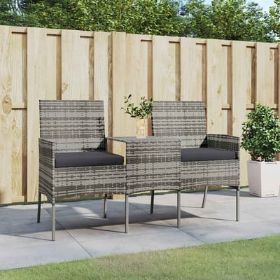 vidaXL - Tuinbank - 2-zits - met - tafeltje - poly - rattan - antracietkleurig