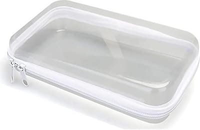 Transparante Zakken met Ritssluiting - Draagbare Medische Kunststof Ritsvakken - Hard Plastic Cosmeticatas - Snack-Organizer voor Reizen (Medium, Wit, Large)