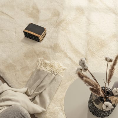Vachtkleed Fluffy_deluxe crème 120 cm rond