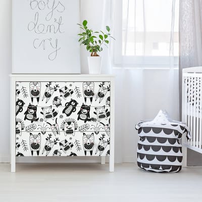 Sticker voor kindermeubels met Scandinavische bosdieren, 40 x 60 cm