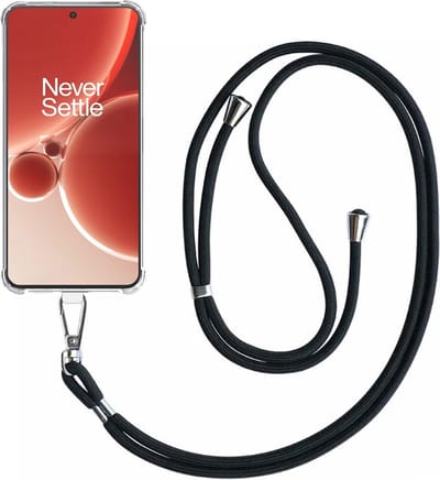 Telefoonhoesje Geschikt voor OnePlus Nord 3 Transparant ShockProof met Afneembaar Universeel Telefoonkoord - Cover Case Siliconen ShockProof with Lanyard - Smartphonica geschikt voor OnePlus Nord 3