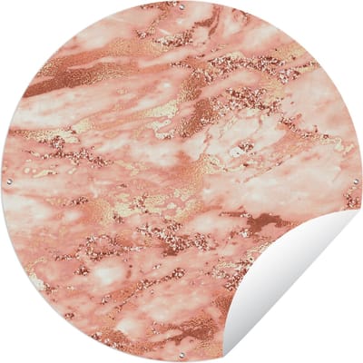 Tuincirkel Marmer - Glitter - Rose goud - 60x60 cm - Ronde Tuinposter - Buiten
