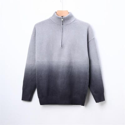 Nieuwe Heren Herfst en Winter Graduele Kleurmatching Hoge Revers Trui Jeugd Casual Losse Onderlaag Gebreide Trui XXXXL