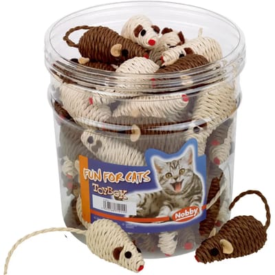 Set van 45 sisal speeltjes voor katten en muizen Nobby Pet