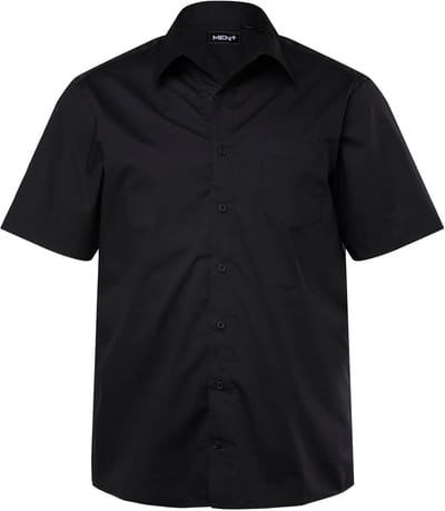 Men Plus - Heren - Zakelijk overhemd korte mouwen EasyCare Vario-kraag - Zwart - Maat 3XL